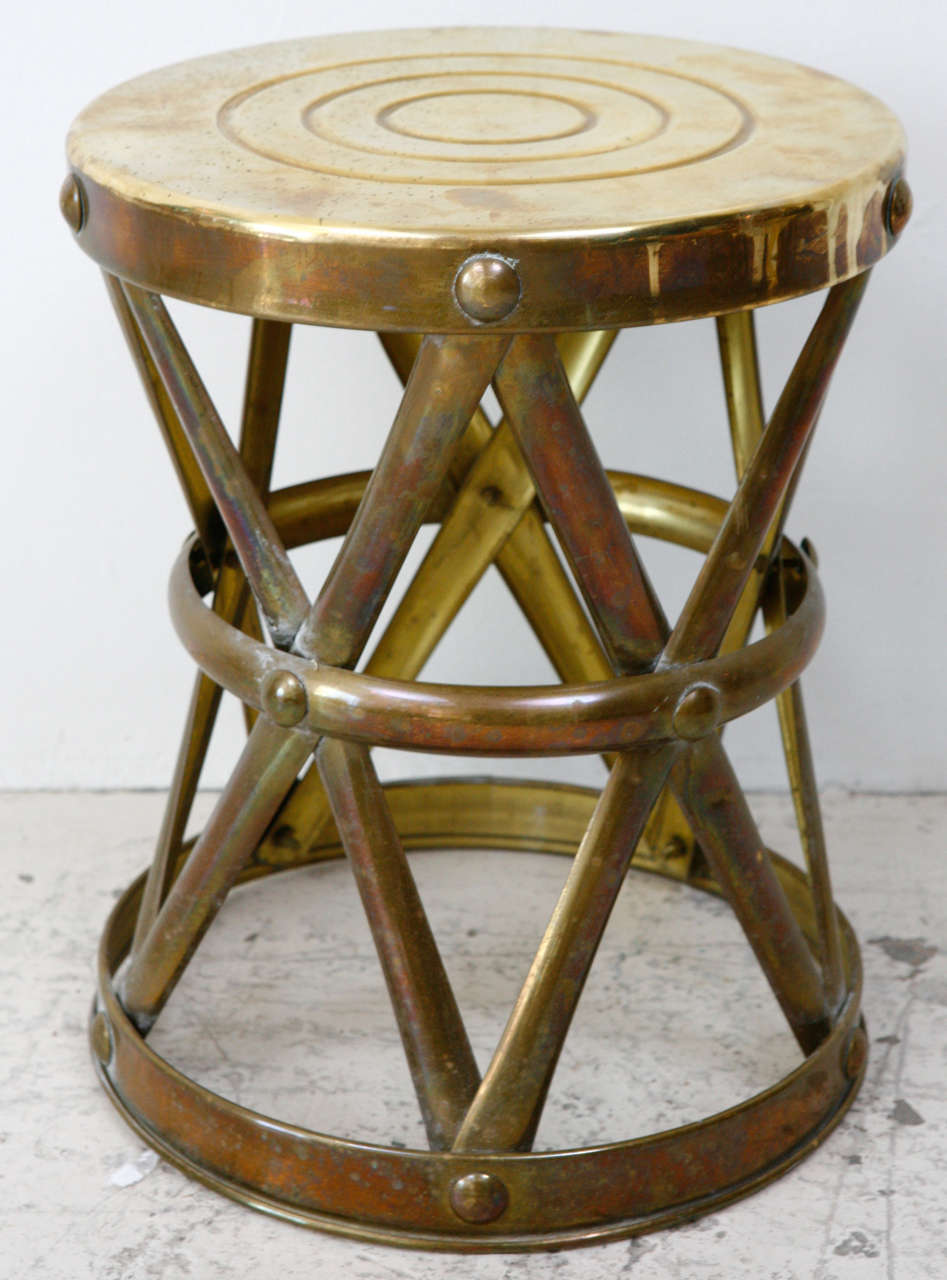 Vintage Brass Drum Stool at 1stDibs vintage brass stool, antique