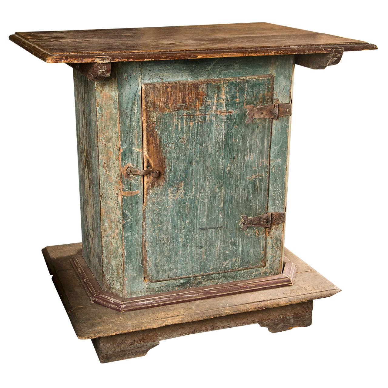 Swedish Painted Pedestal Cabinet with One Door in Original Paint Finish, c. 1780 For Sale