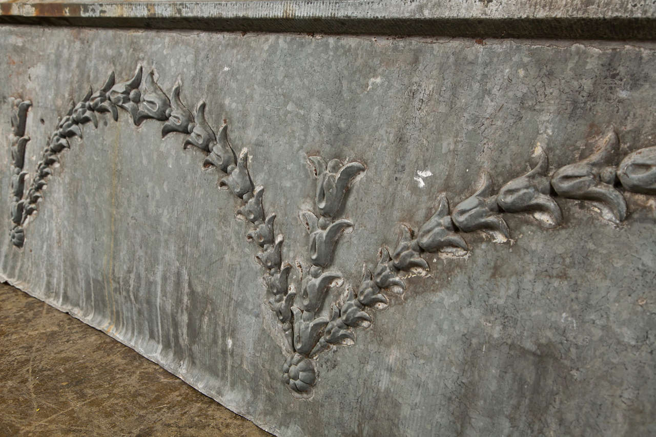 American Zinc Over-Door Panel with Flower/Vine Decoration ca. 1880-1900 For Sale