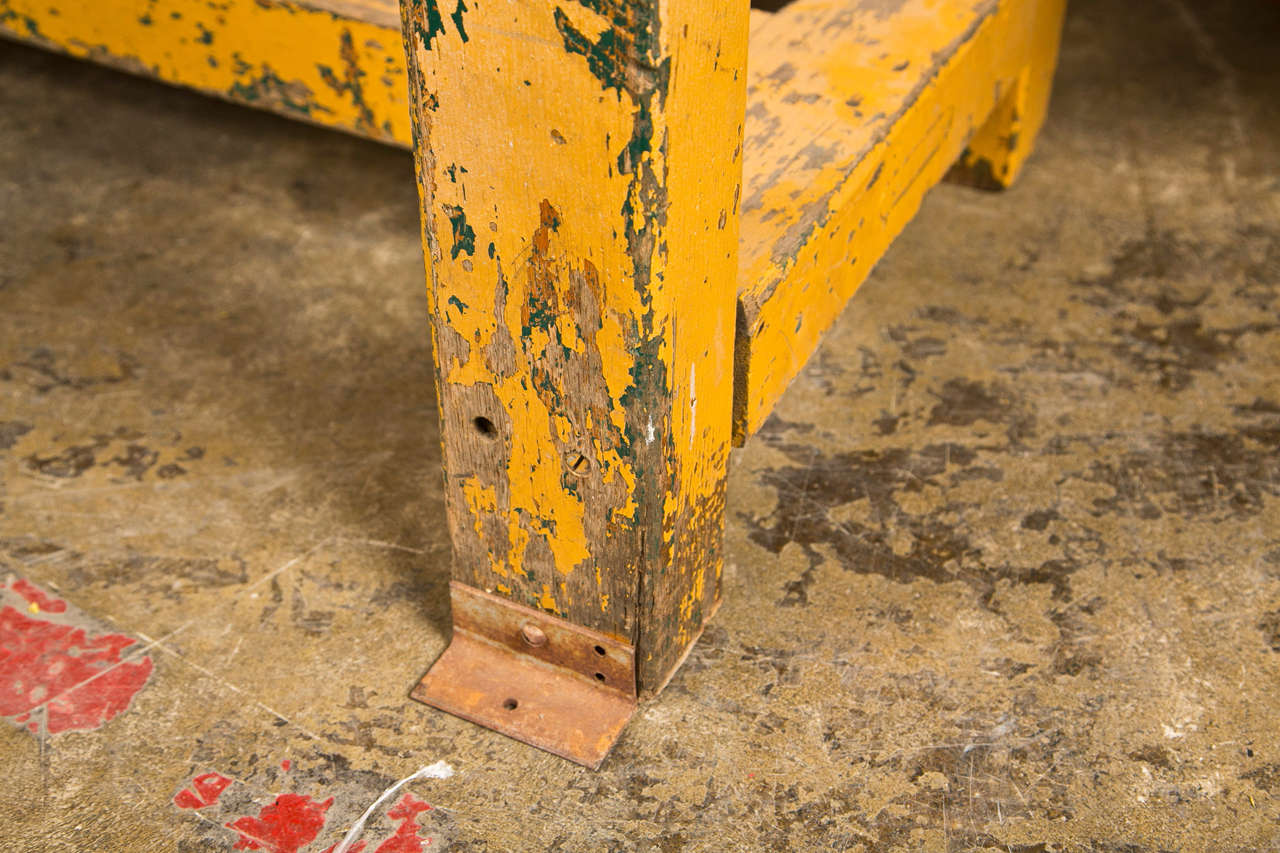 Vintage American Zinc Top Factory Work Table, C. 1920-40 In Good Condition In Norwalk, CT