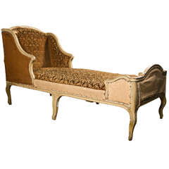 Antique French Painted Oak Chaise Longue in the Rococo Style, Louis XV Period, c. 1770