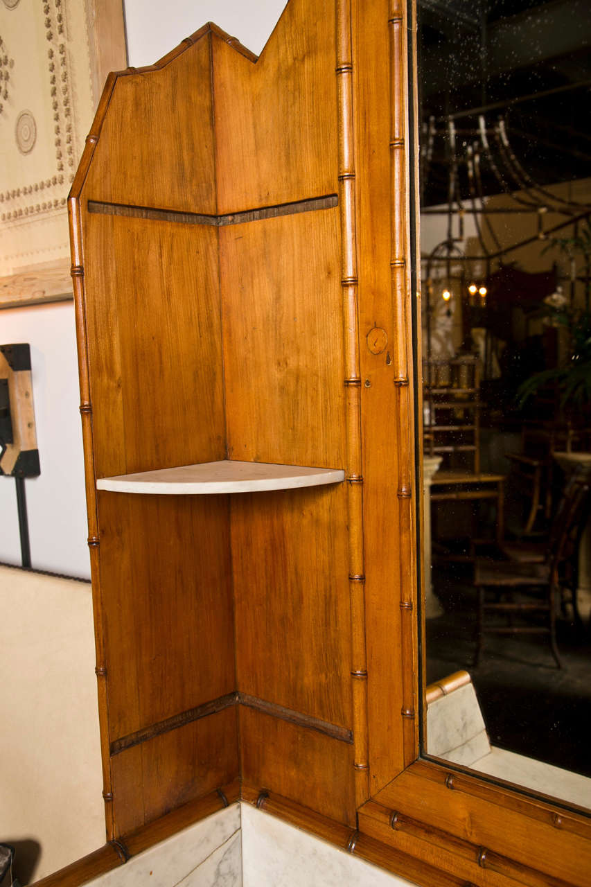 French Pine Faux Bamboo Vanity, C. 1890-1900 3