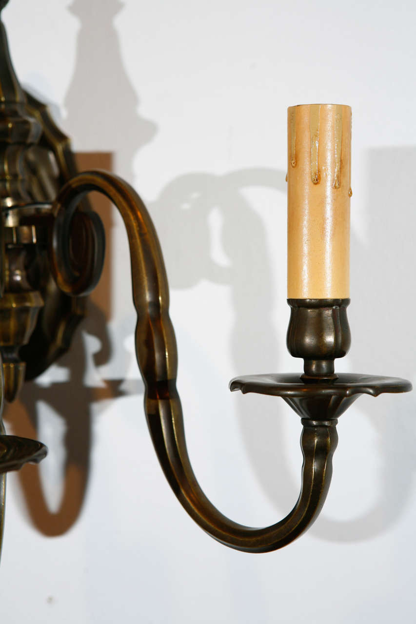 Pair of Cast Brass Sconces In Excellent Condition For Sale In Los Angeles, CA