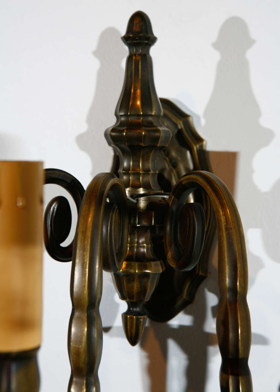 Ottone Coppia di lampade in ottone fuso in vendita