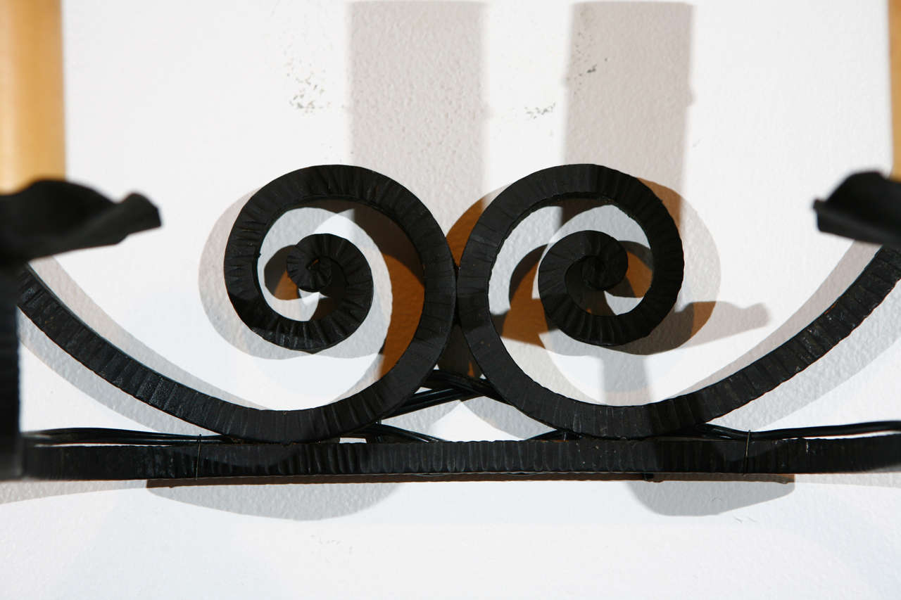 Iron Pair of French Sconces For Sale