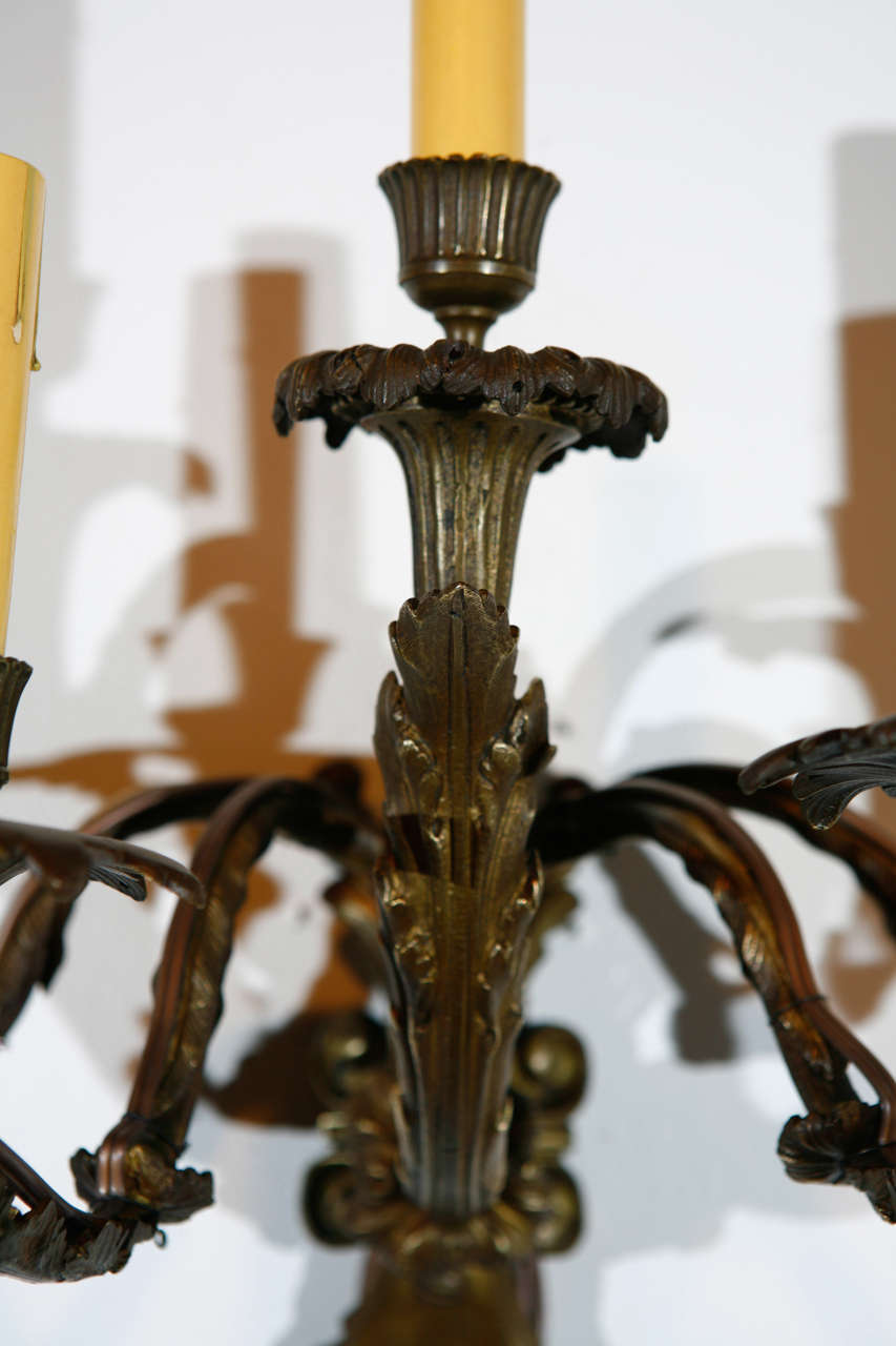 Pair of French Cast Bronze Sconces In Excellent Condition For Sale In Los Angeles, CA