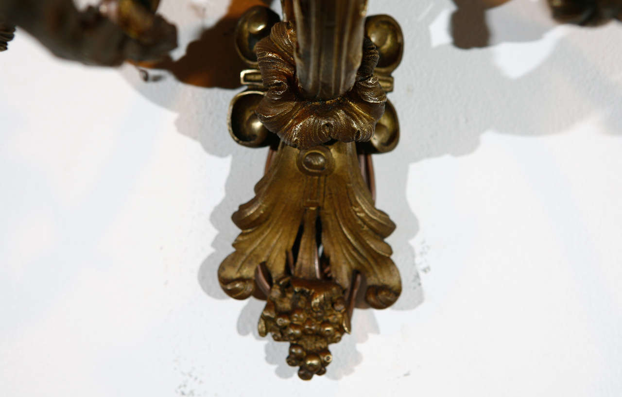 Pair of French Cast Bronze Sconces For Sale 1