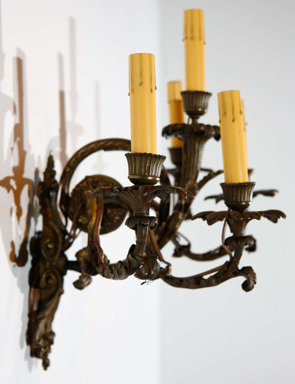 Pair of French Cast Bronze Sconces For Sale 3