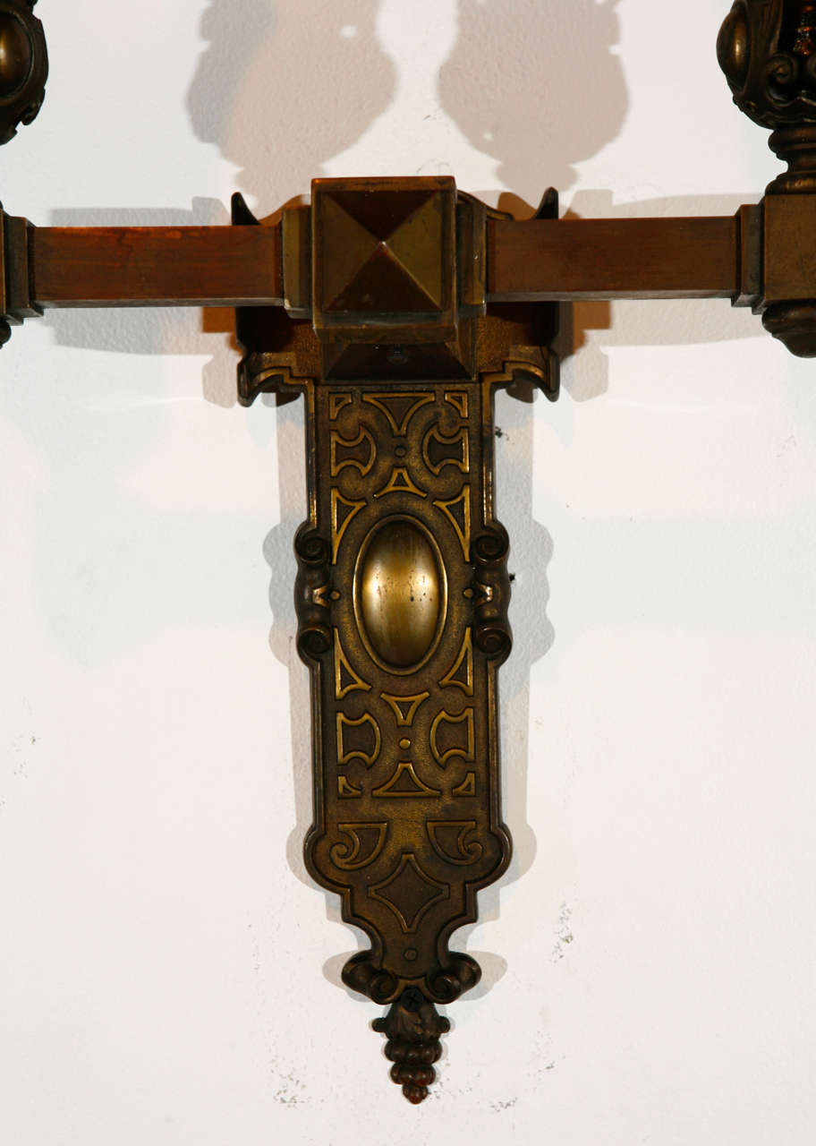 Pair of Cast Brass Sconces In Excellent Condition For Sale In Los Angeles, CA