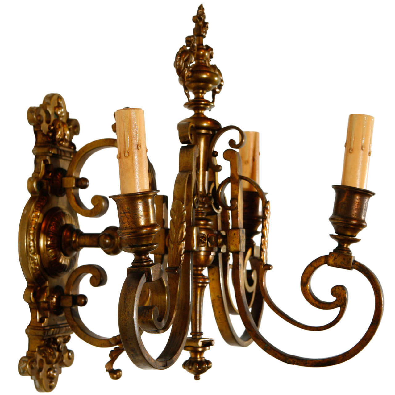 Single Cast Brass French Sconce For Sale