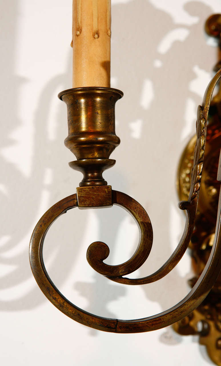 Single Cast Brass French Sconce For Sale 1