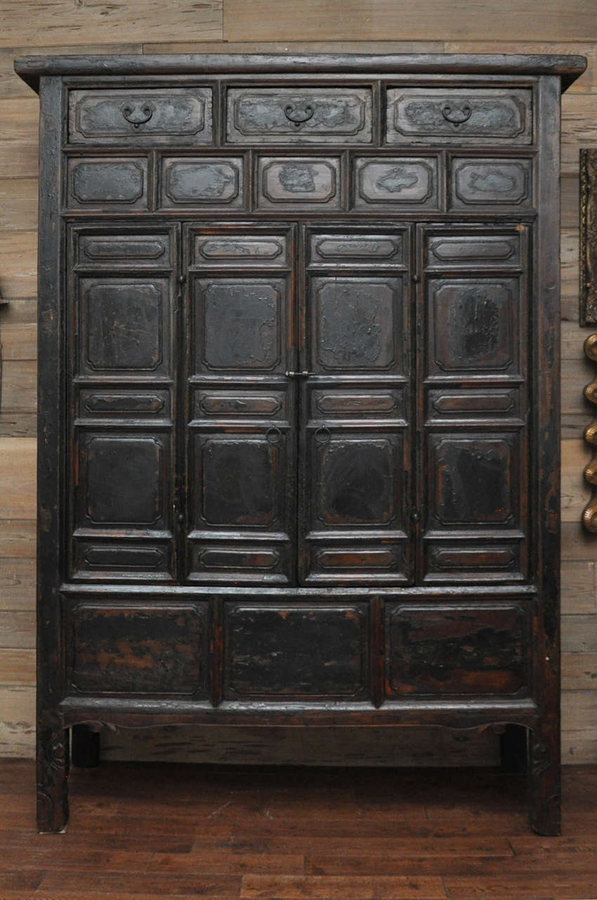 A fine example of a Buddhist Temple Cabinet with a wonderful patina.  It includes a 'secret' compartment, and a removable back panel.