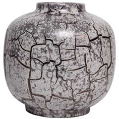 West German Pottery Ceramic Vase with Crackle Glaze