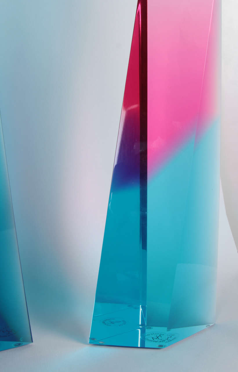 Modernist gradient acrylic sculpture by renowned New York artist Norman Mercer. Labeled.