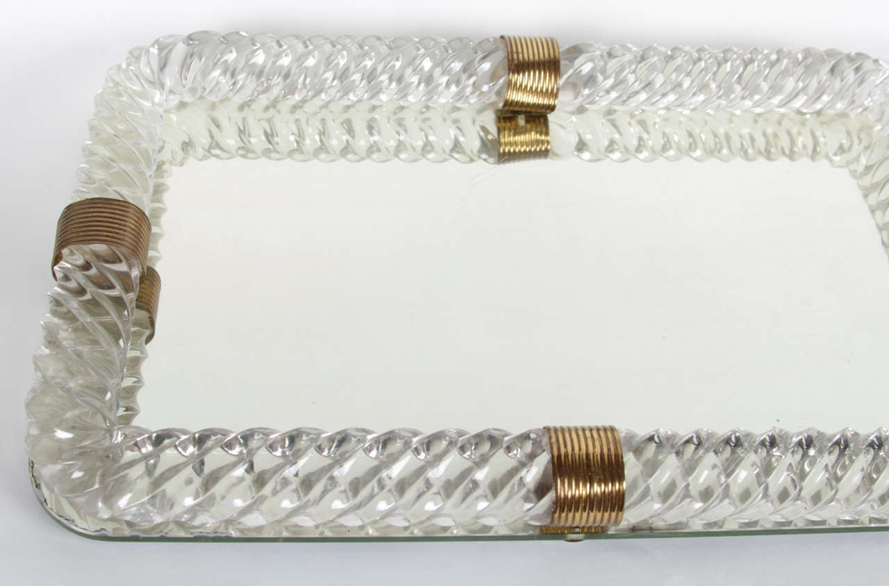Venini Twisted Glass Framed Vanity Mirror Tray at 1stdibs