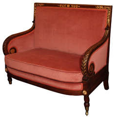 antique French mahogany Empire style settee 1