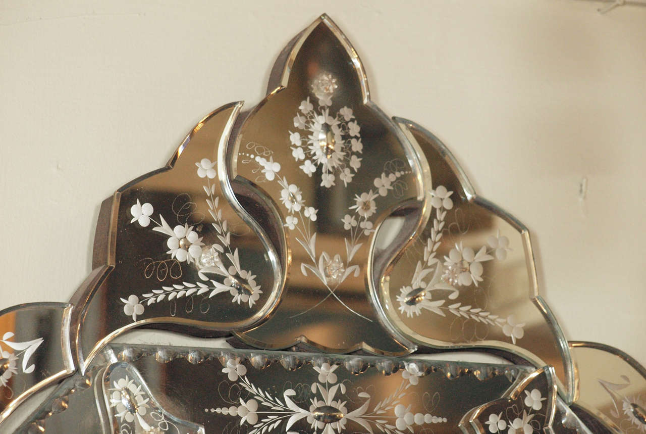 Venetian Mirror With Pottery Accents