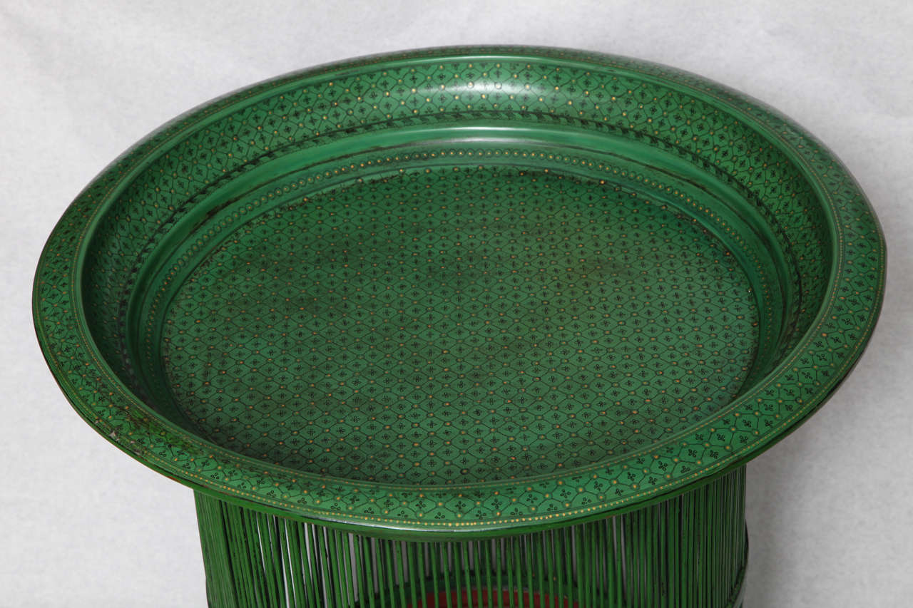 Thai A Green Lacquered Drum Table