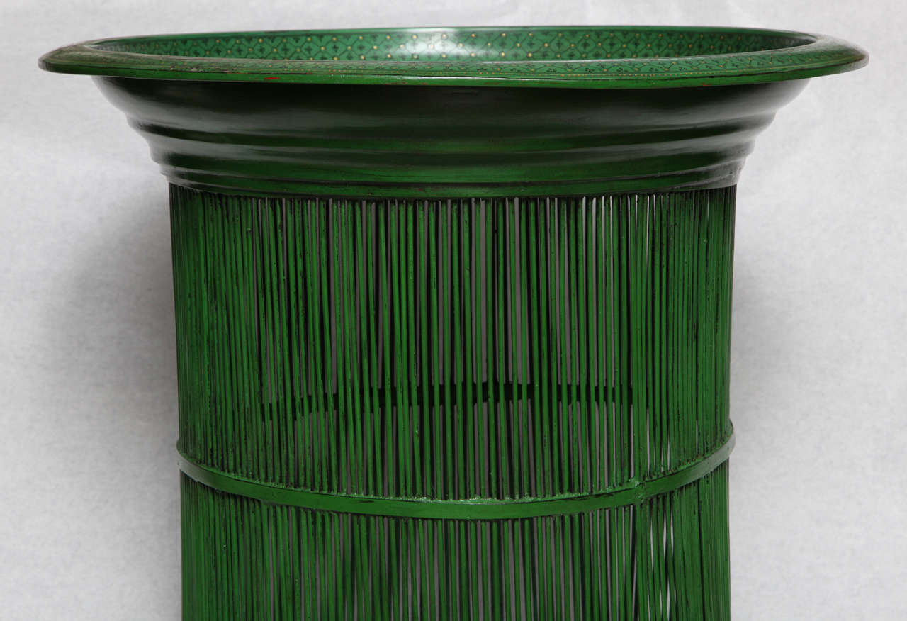A Green Lacquered Drum Table 4