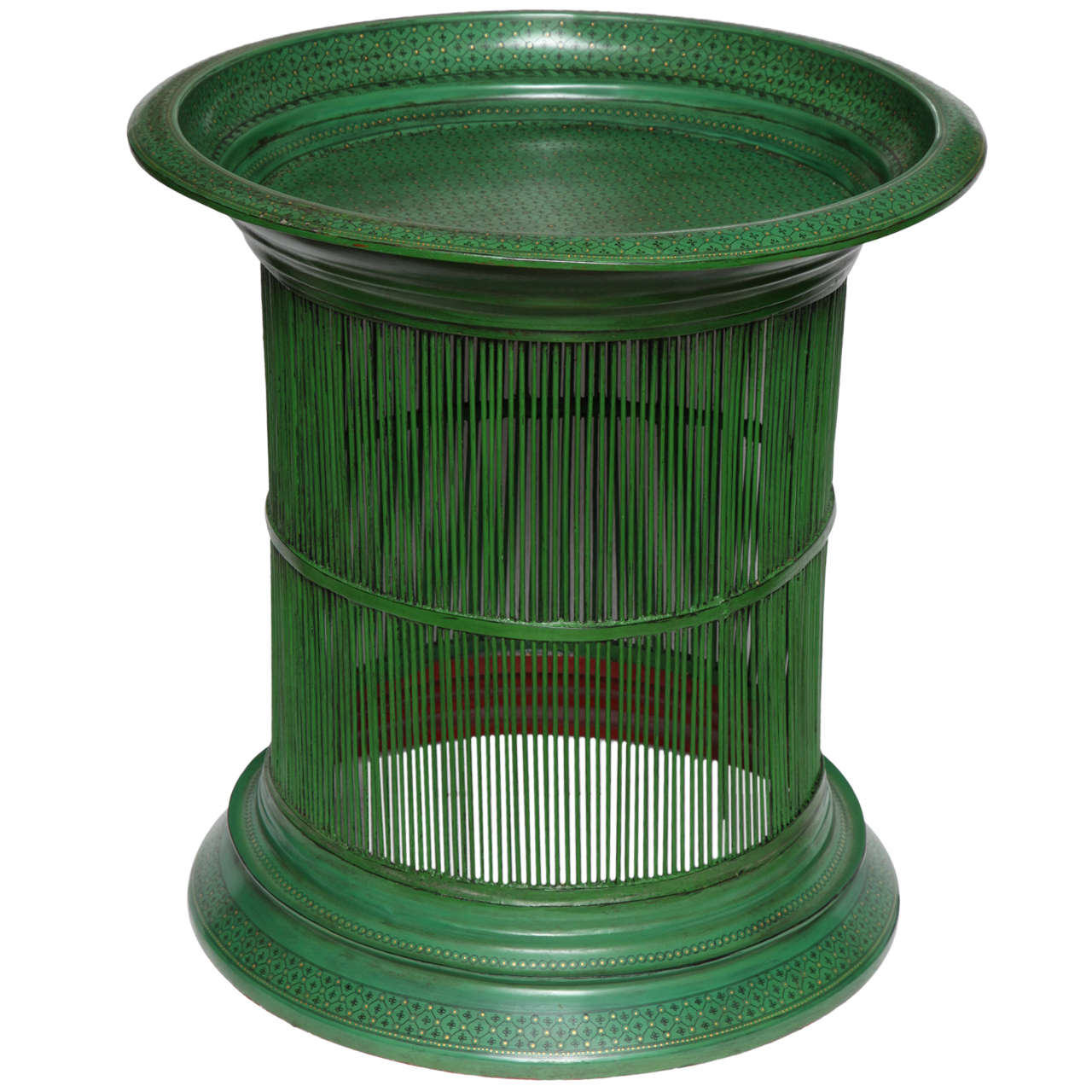A Green Lacquered Drum Table