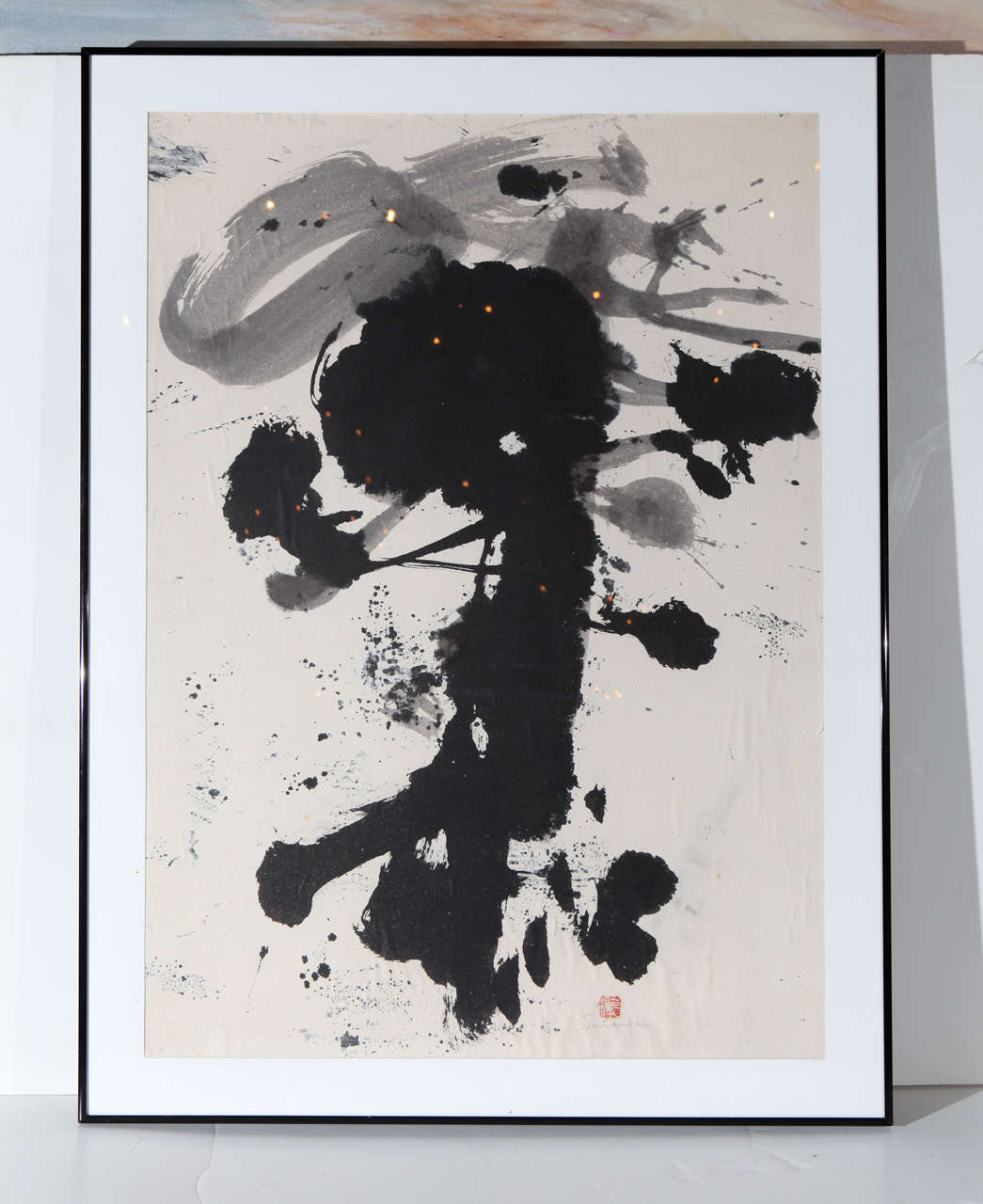 Dibujo original, firmado y fechado, de tinta sumi sobre papel de arroz, del artista japonés-estadounidense Sueo Sarisawa (1910-2004). 