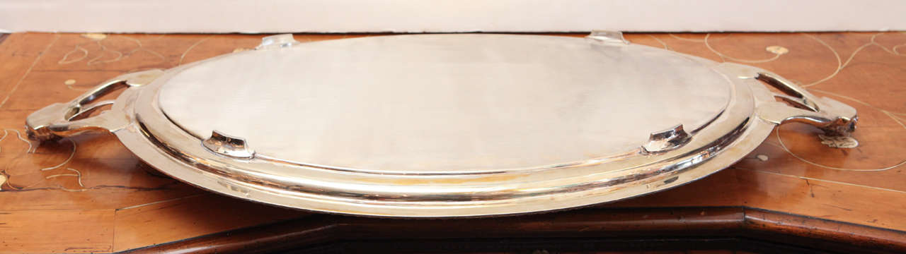 Silver Plate Engraved Italian Silver Tray For Sale