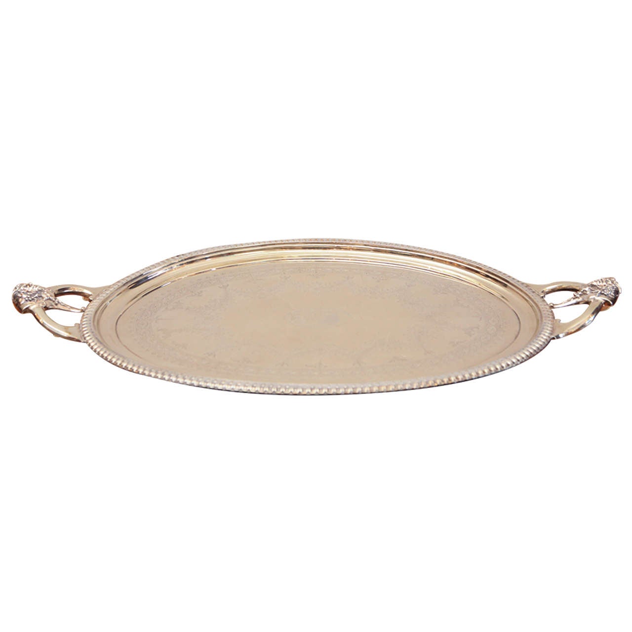Engraved Italian Silver Tray For Sale