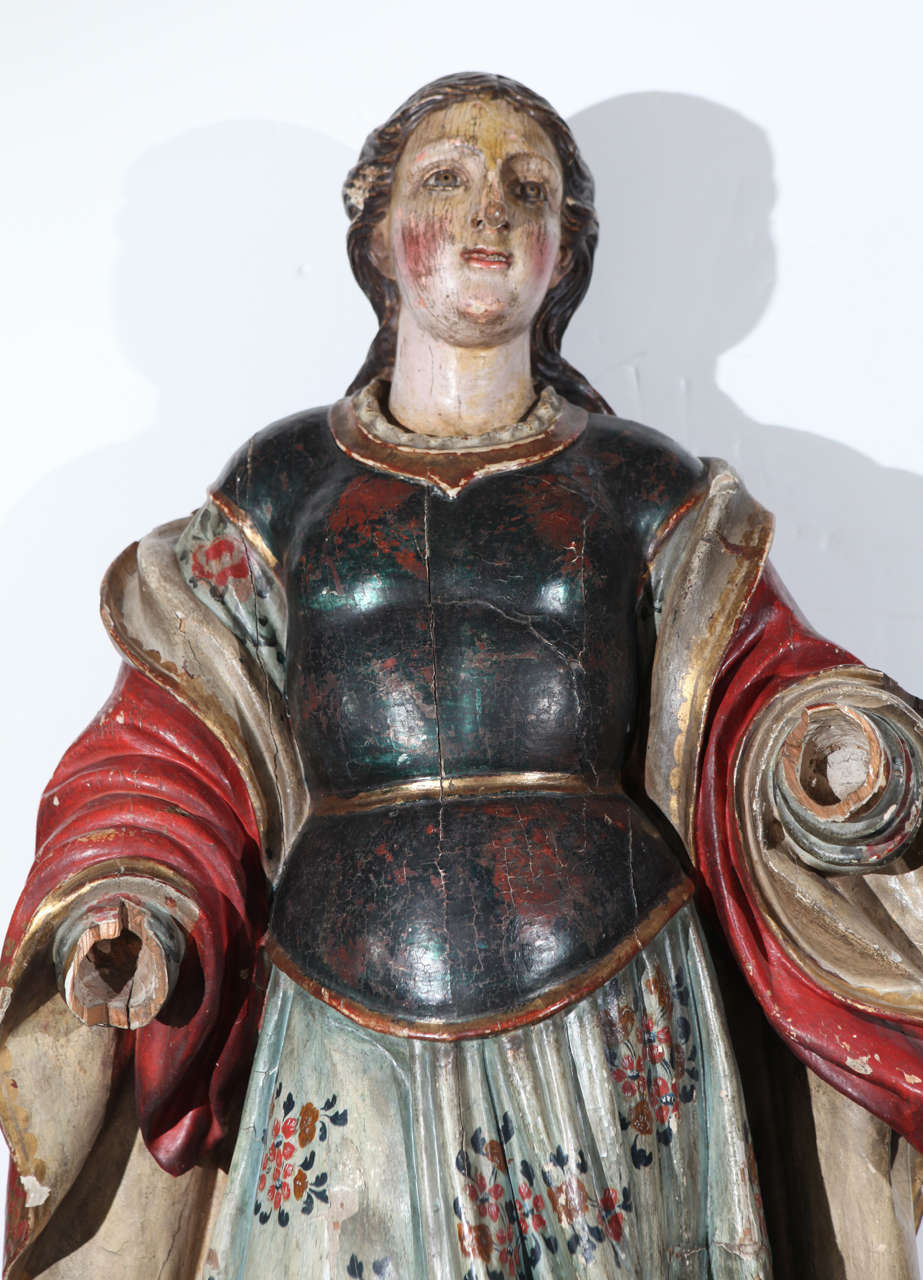 Italian Large, 18th c., Polychrome Statue
