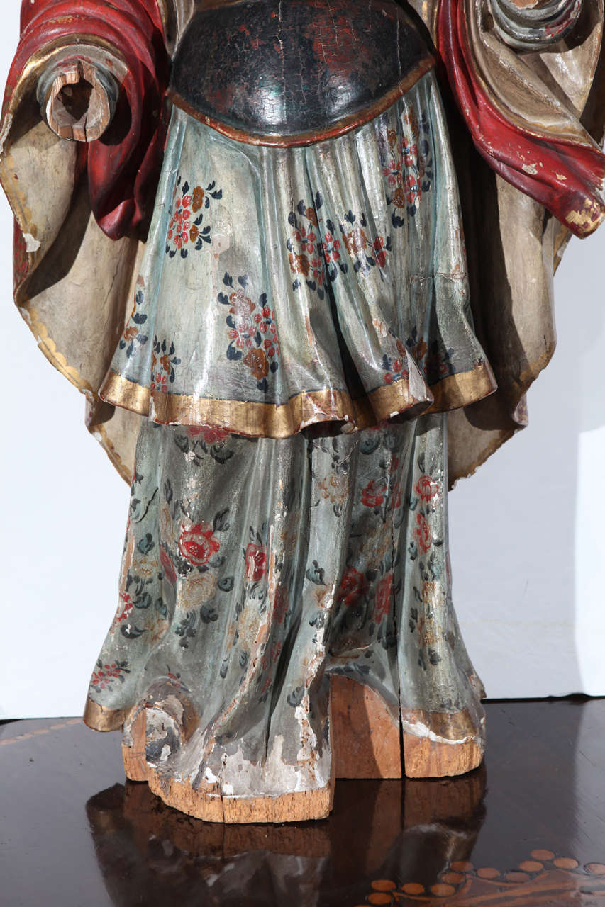 Carved Large, 18th c., Polychrome Statue