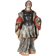 Large, 18th c., Polychrome Statue