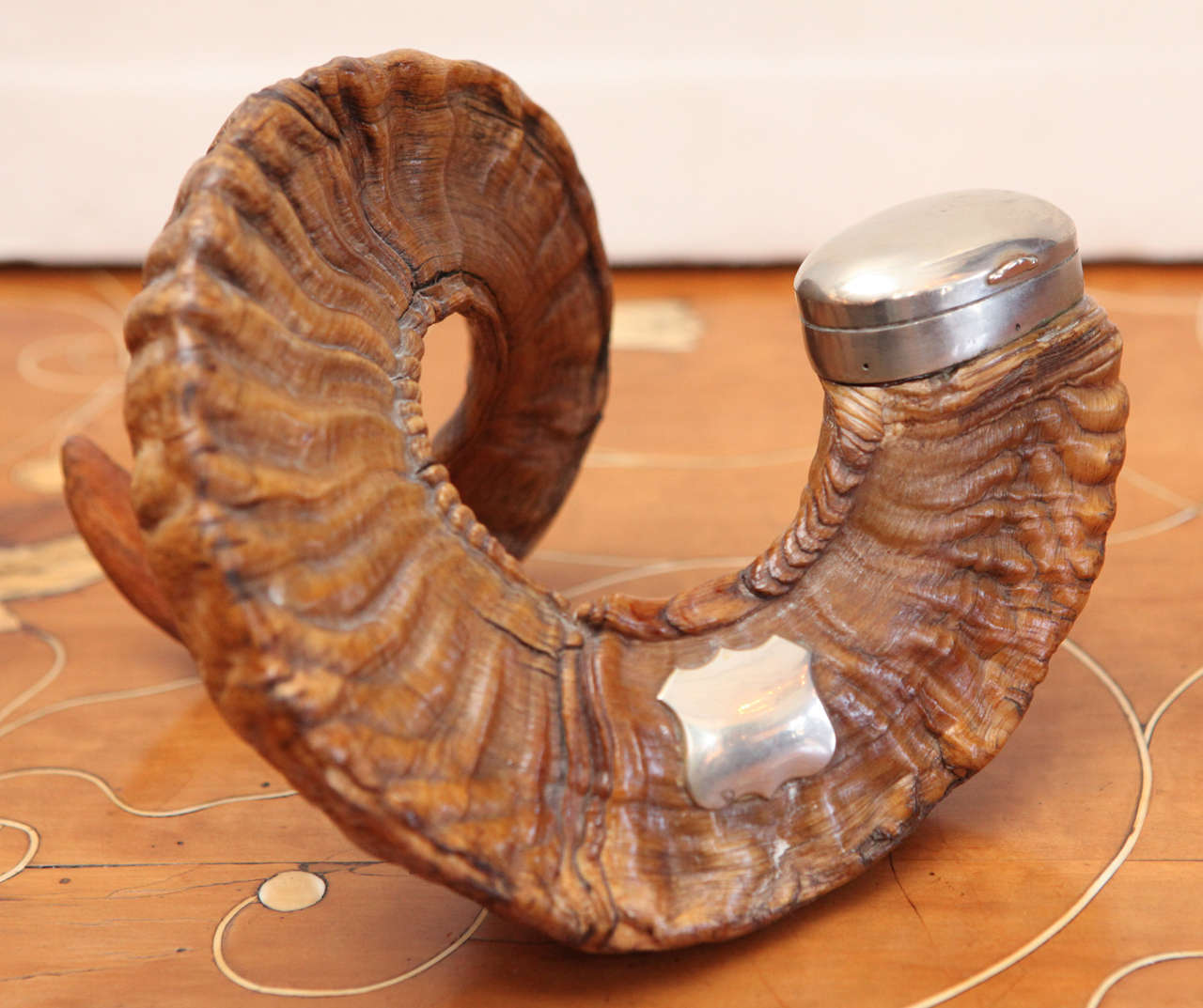 Victorian English Ram's Horn Inkwells