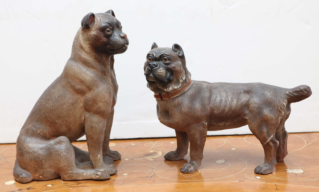 19th Century Victorian Terracotta Dogs