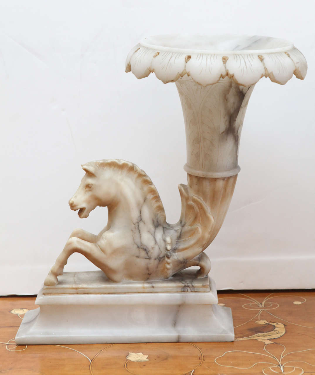 Italian, Alabaster Cornucopia Vases In Good Condition In Newport Beach, CA