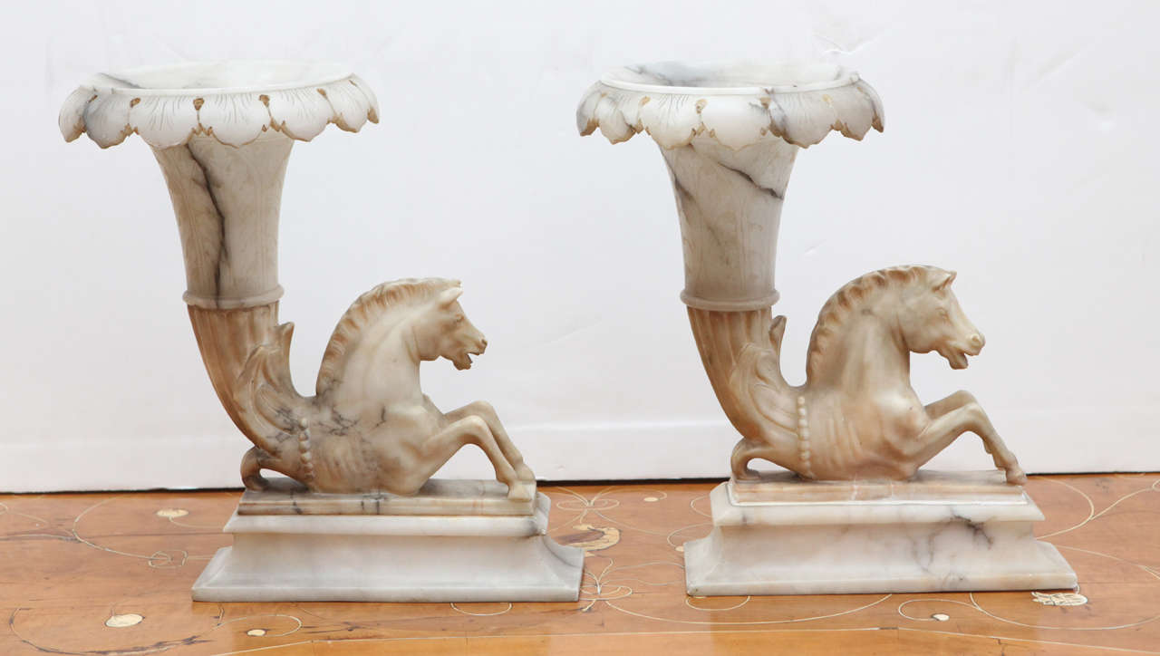 Italian, Alabaster Cornucopia Vases 3