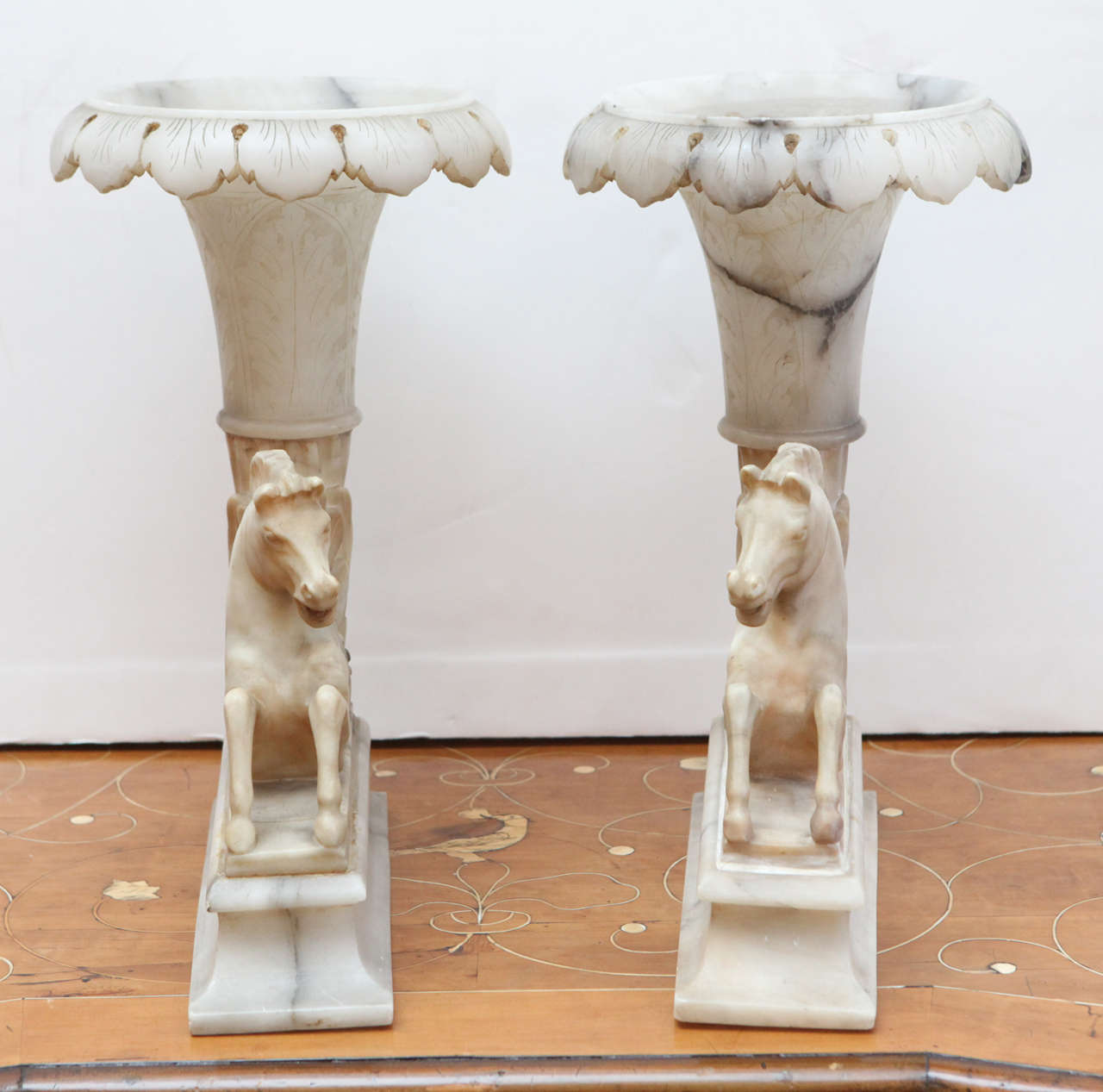 Italian, Alabaster Cornucopia Vases at 1stDibs