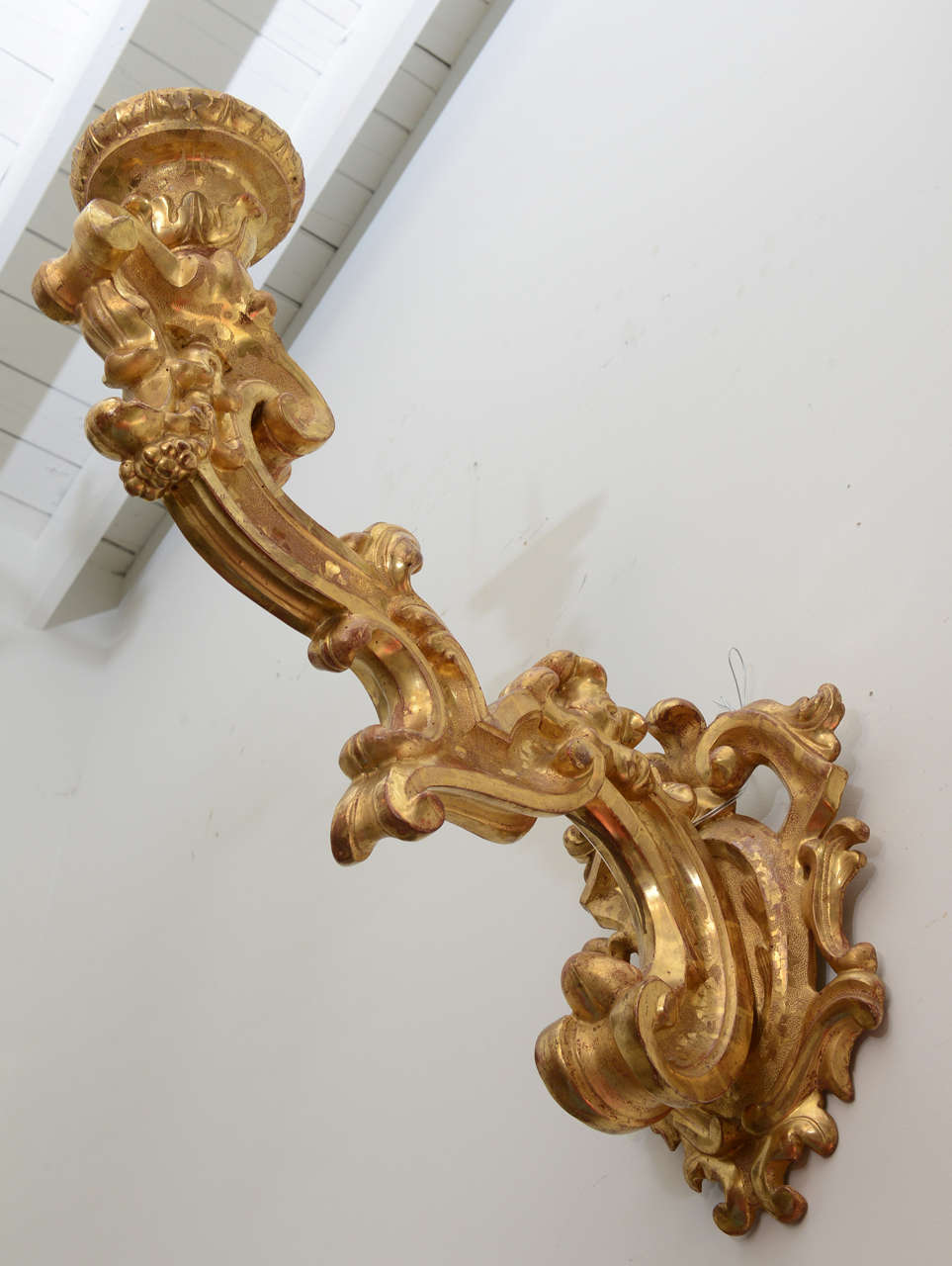 Pair of Giant Italian Gilt Candle Sconces 3