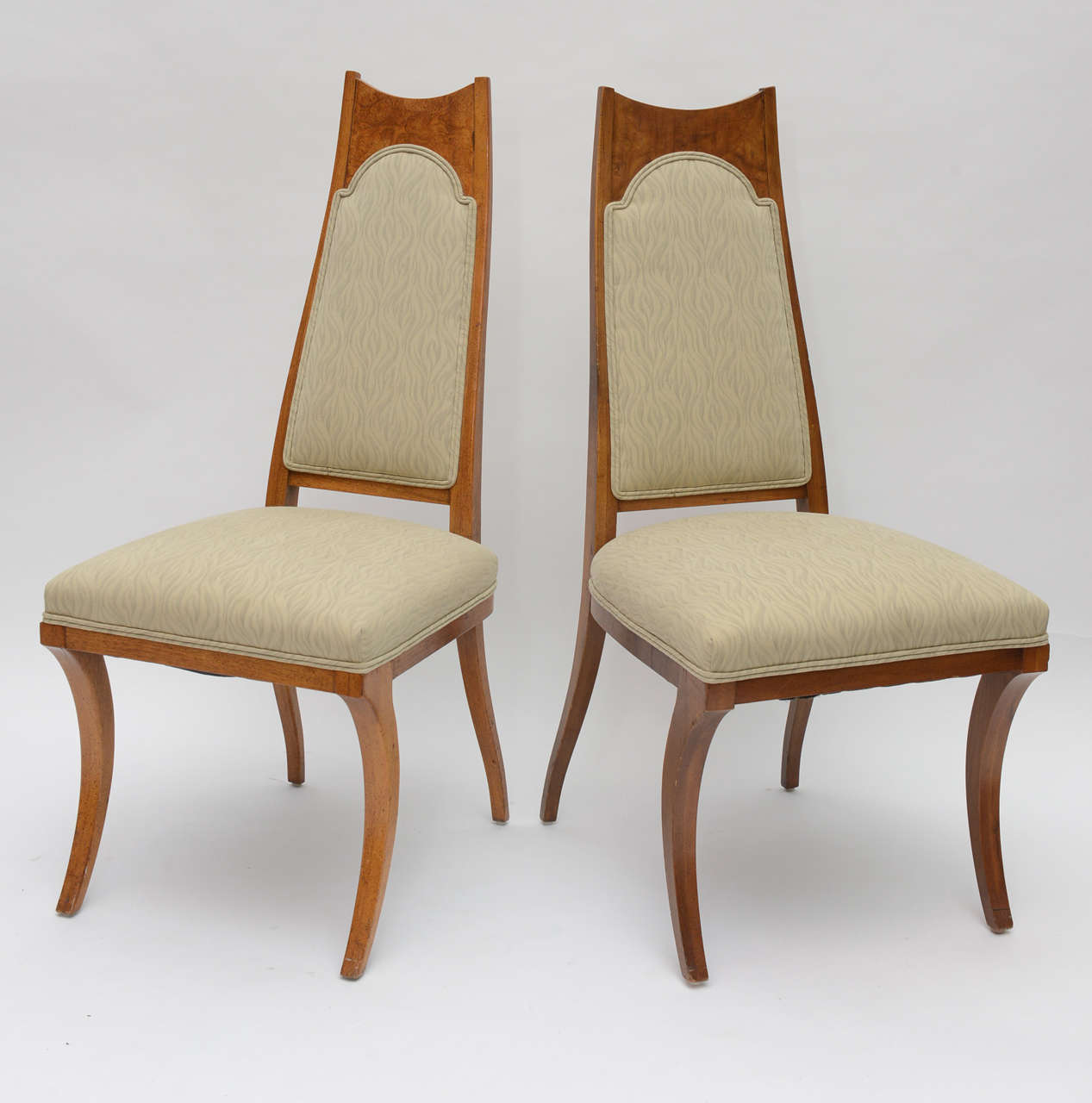 Mid-Century Modern Burlwood Chairs, Set of Six