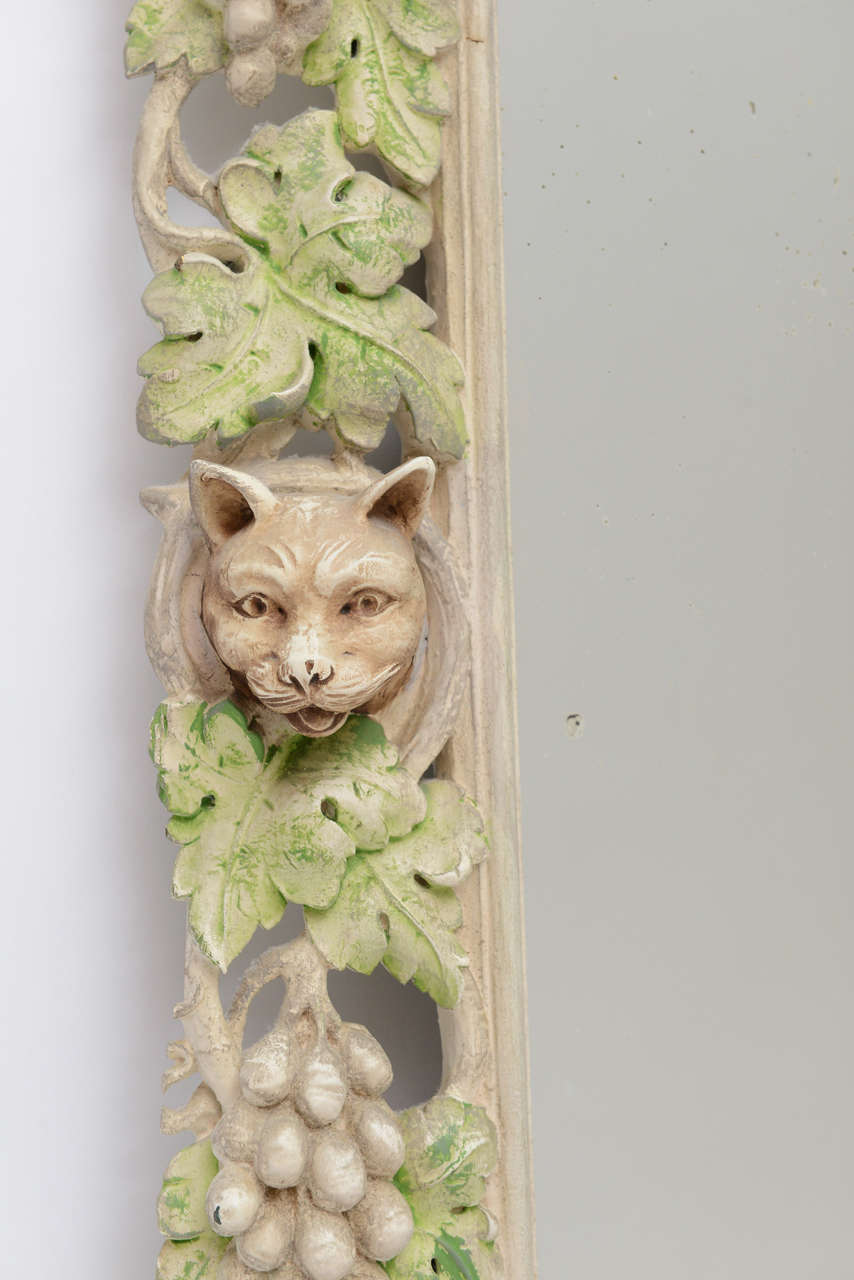 20th Century Carved Monkey & Cat Mirror