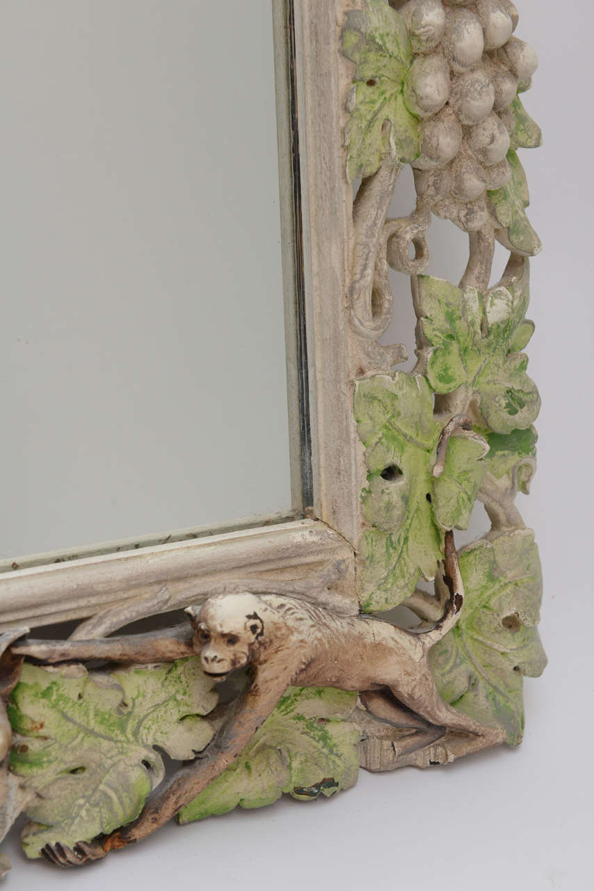 Wood Carved Monkey & Cat Mirror