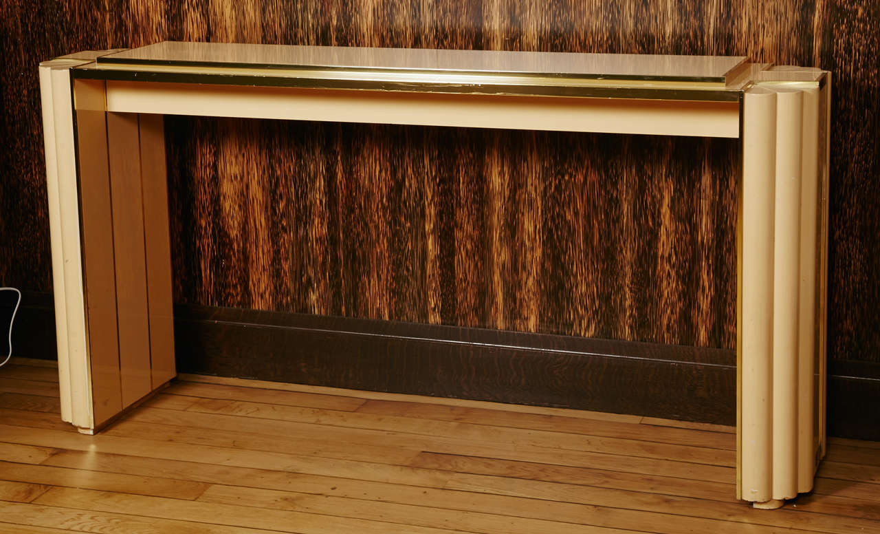 Elegant Cream Lacquered Wood Console by Mario Sabot