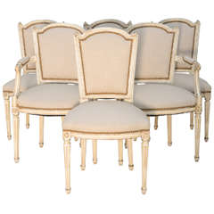Set of Six French Dining Room Louis XVI Chairs