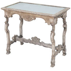 Antique 19c. Italian Occasional Table with Inset Mirrored Top