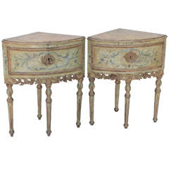 Pair of Handpainted Venetian 18th Century Corner Tables