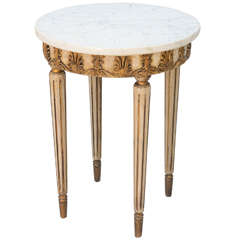 Painted and Parcel Gilt Accent Table with Round Marble Top