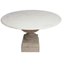 Antique Spectacular Table of Carrera Marble on 19c Urn Pedestal Base