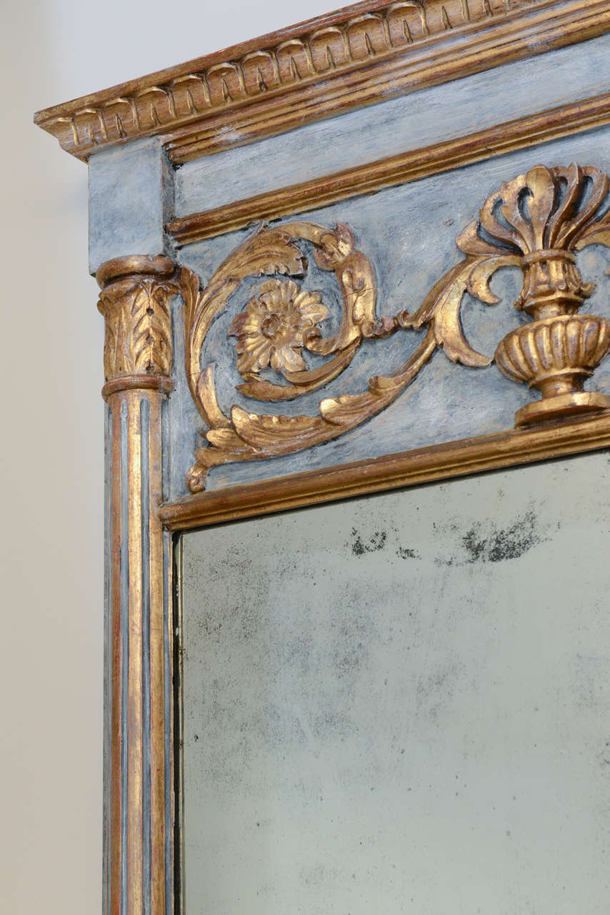 Italian Pair of Painted and ParcelGilt Trumeau Mirrors