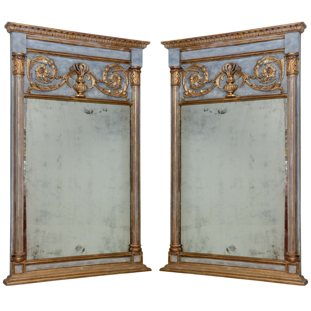 Pair of Painted and ParcelGilt Trumeau Mirrors