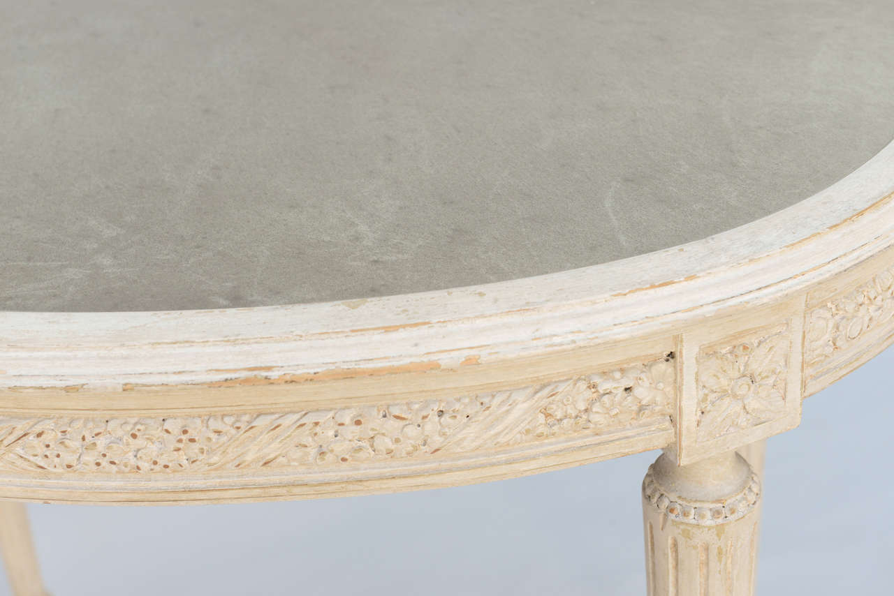 19c. French Oval Accent Table with Mirrored Top 1