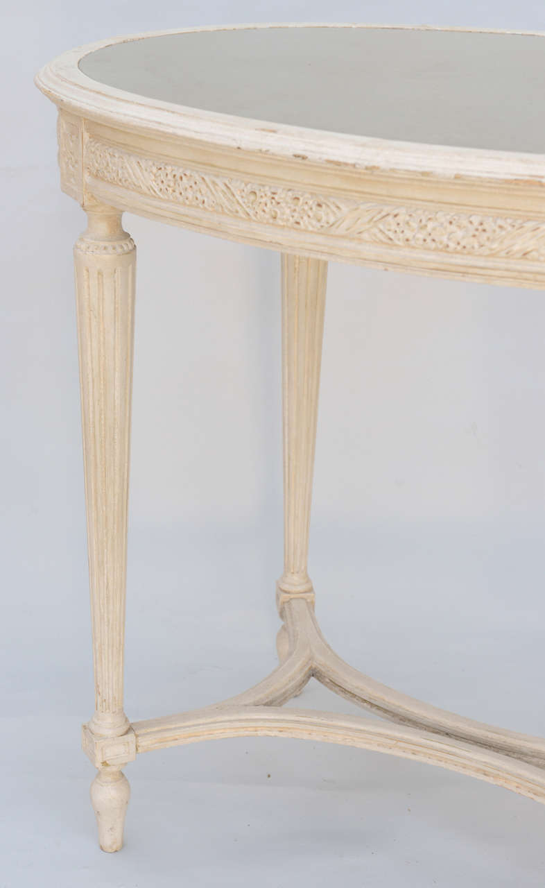 19c. French Oval Accent Table with Mirrored Top 3