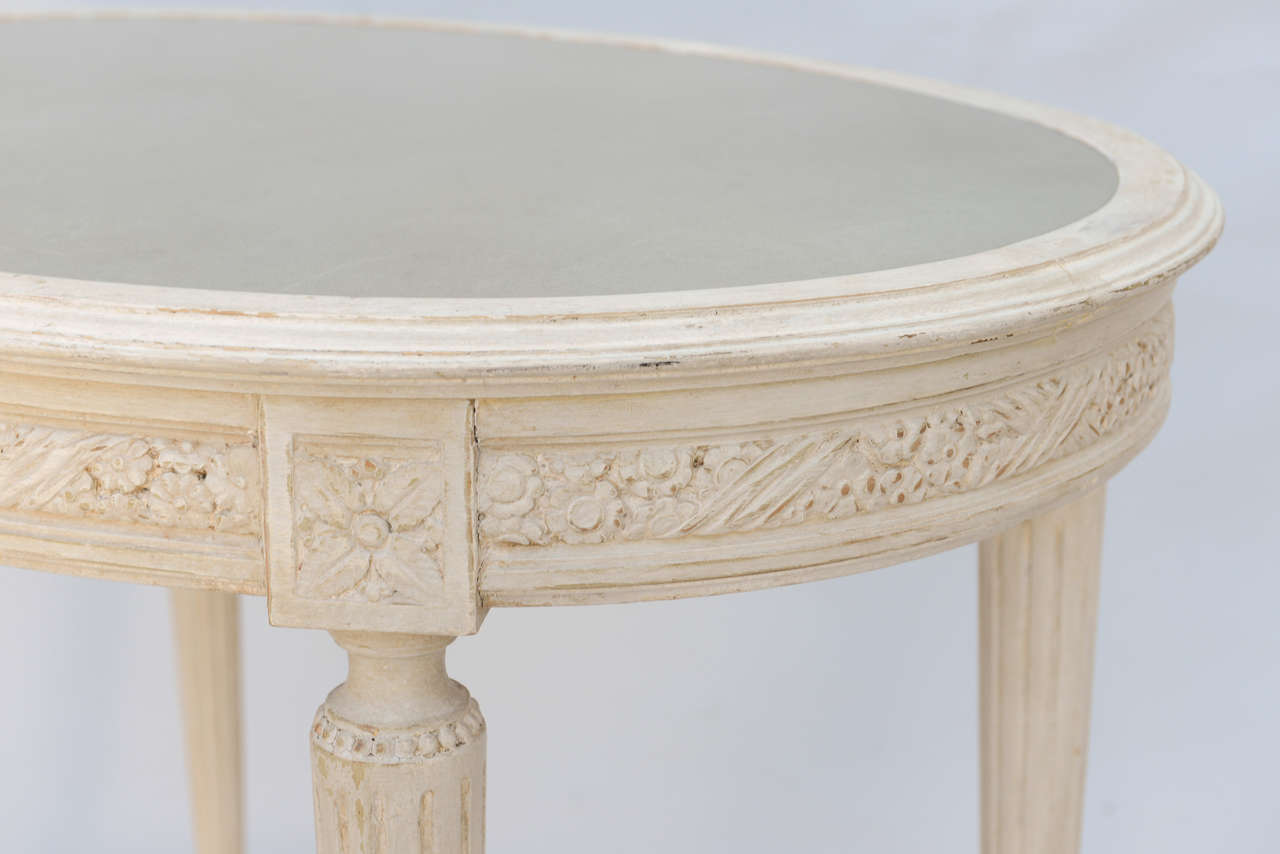 19c. French Oval Accent Table with Mirrored Top 4